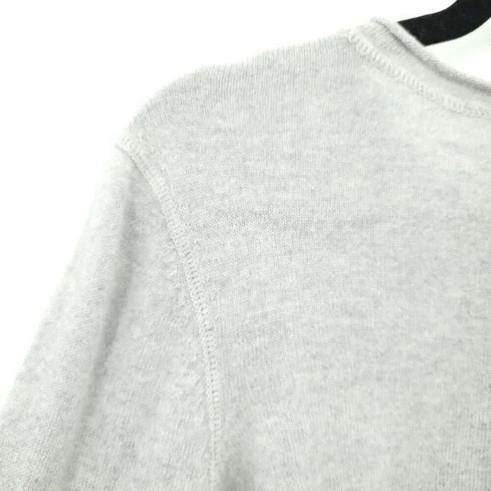 Lisa Todd 100% Cashmere Embroidered Evil Eye Rolled Hem Sweater M Gray/Blue